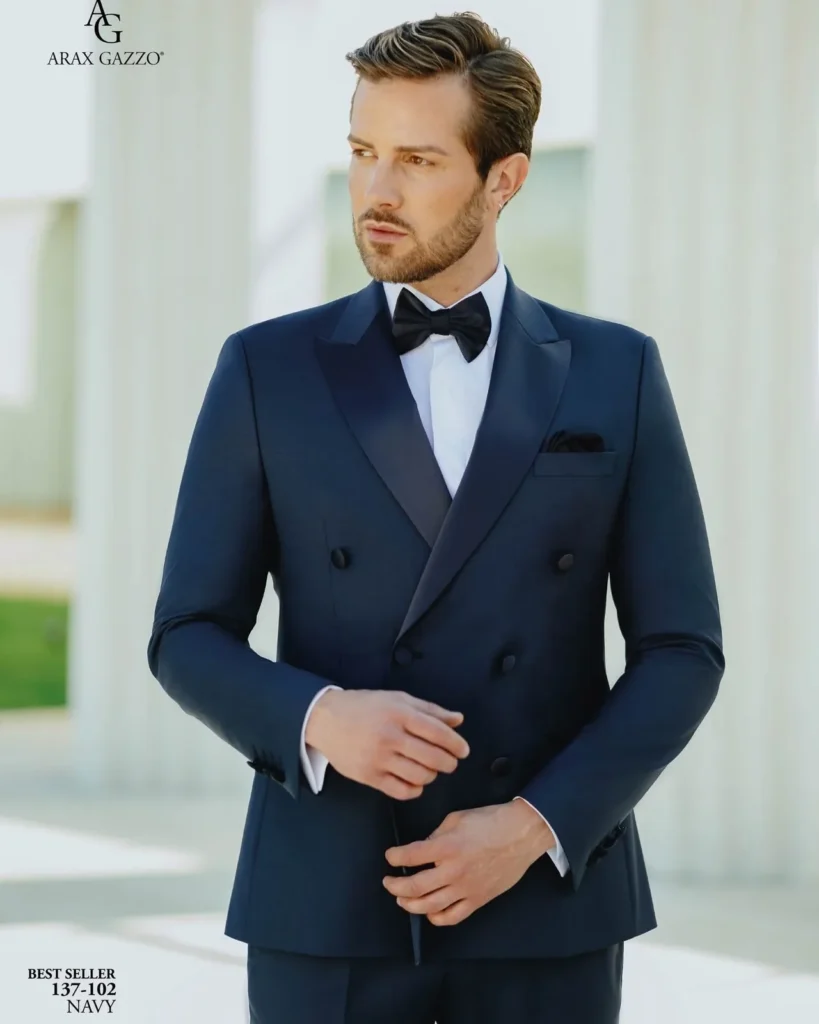 Abito sposo Arax Gazzo doppiopetto navy – Atelier Melody